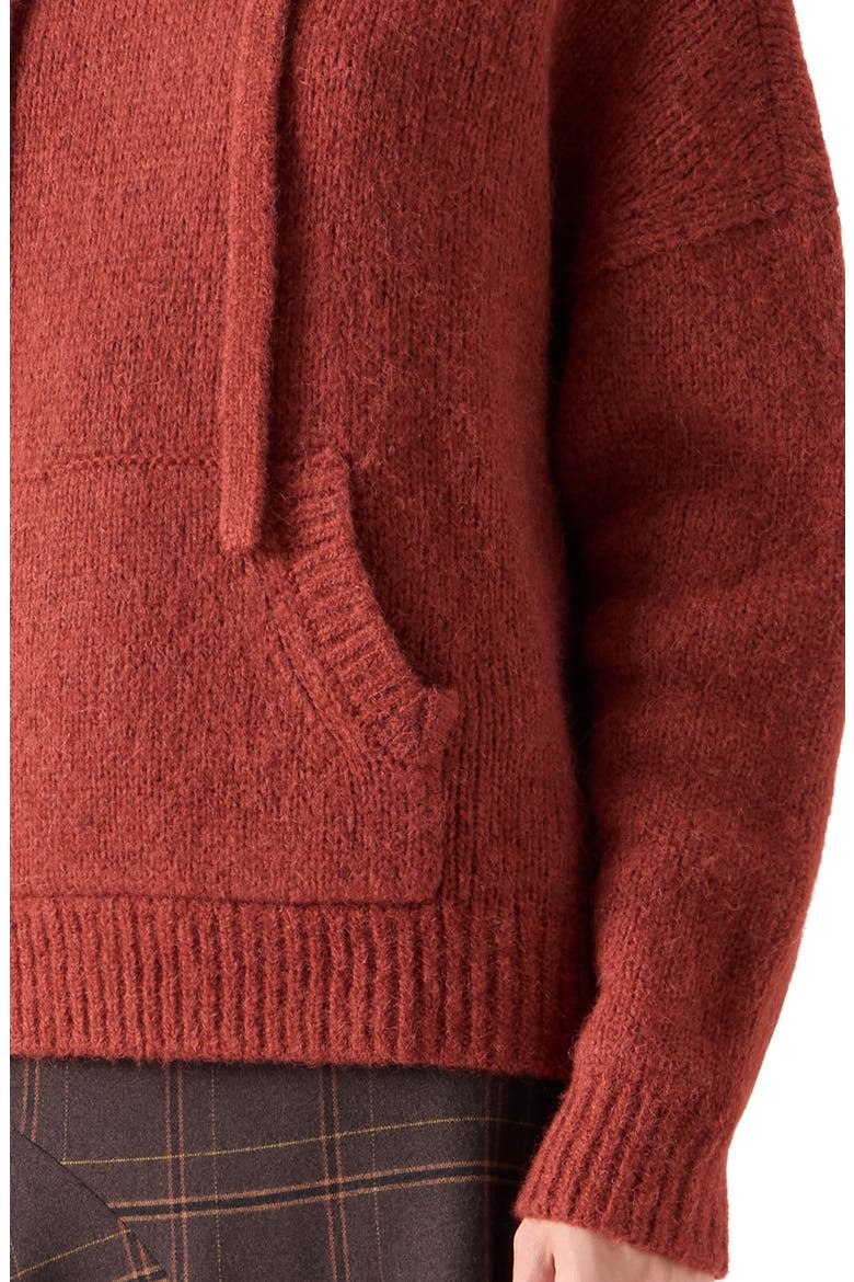 Fluffy Alpaca Blend Sweater Hoodie, Alternate, color, COPPER