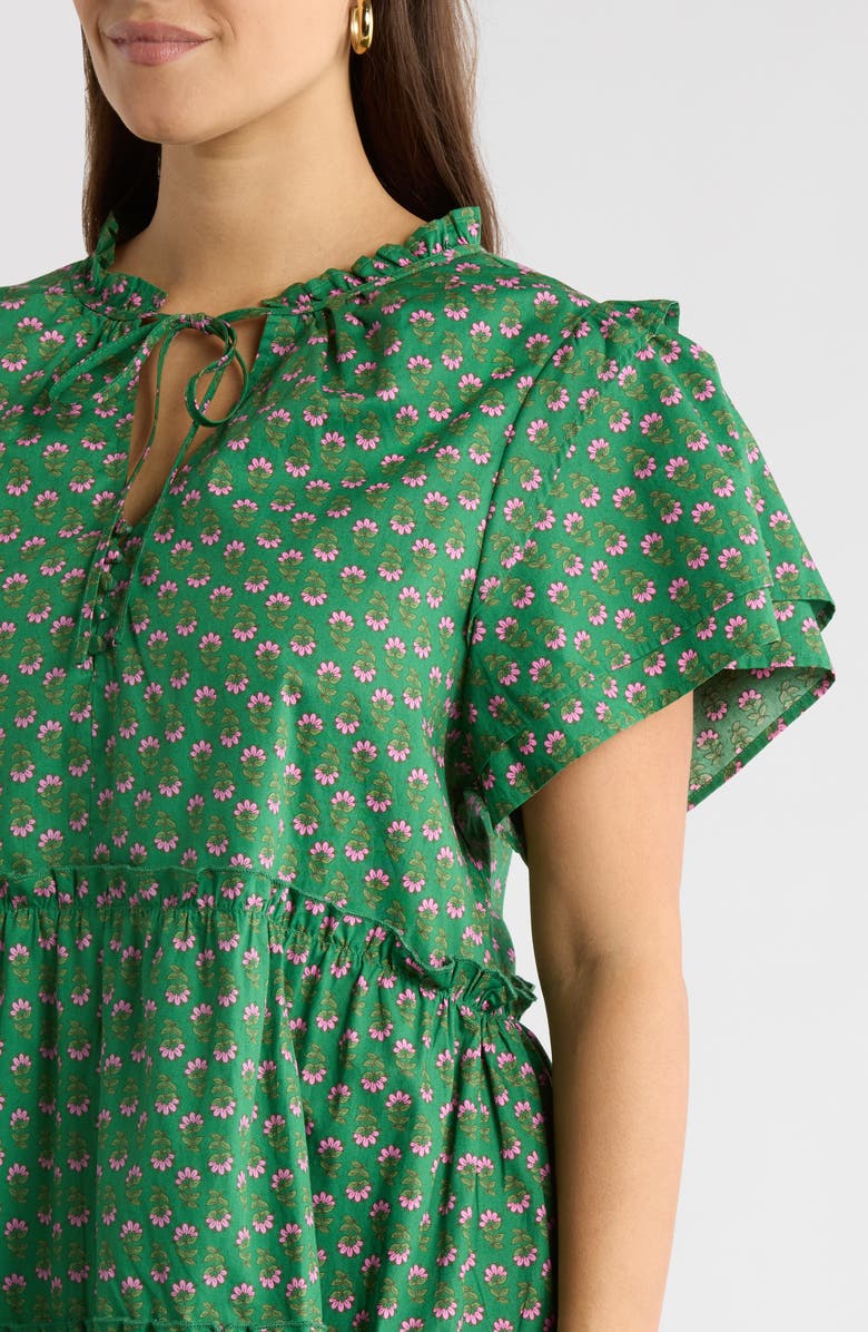 SUGARLIPS Isha Floral Print Tiered Minidress, Alternate, color, Kelly-Pink