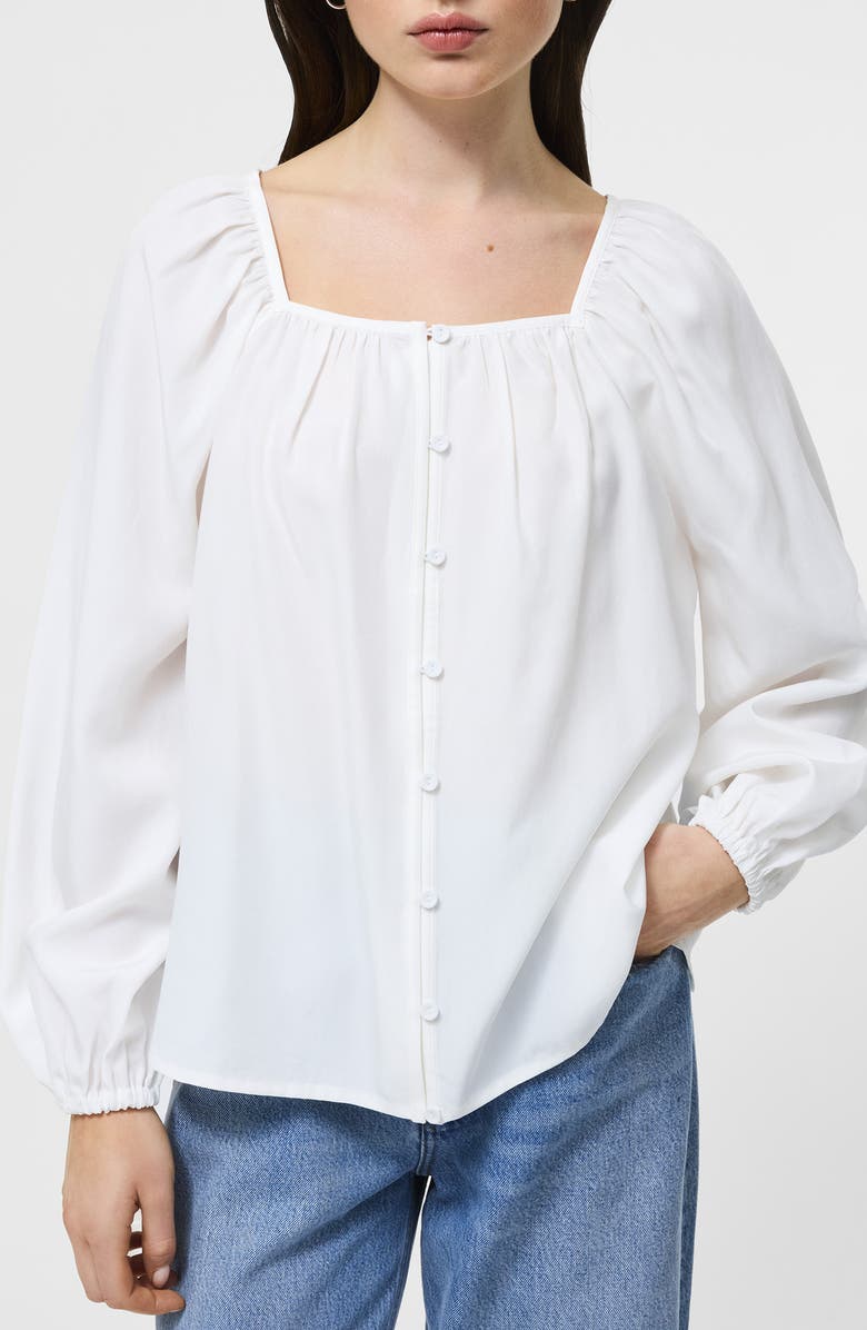 French Connection Balloon Sleeve Button-Up Shirt, Main, color, Ivory