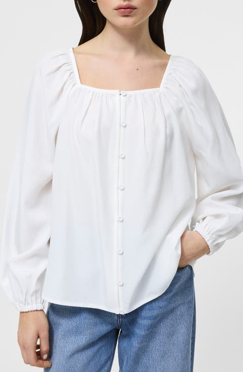 Balloon Sleeve Button-Up Shirt