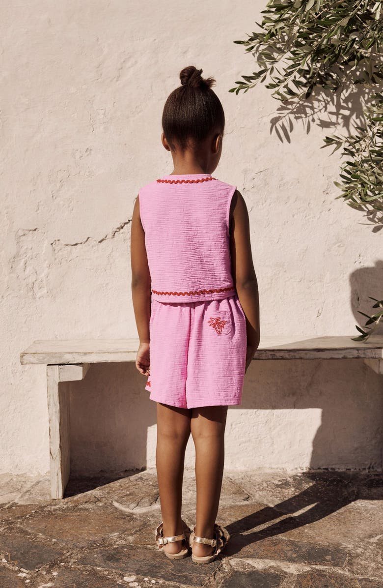NEXT Kids' Embroidered Stretch Cotton Vest & Shorts Set, Alternate, color, Pink