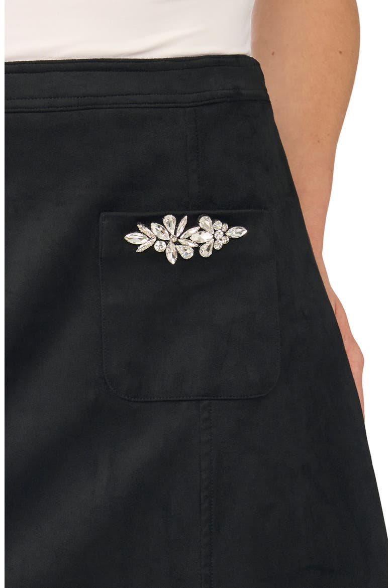 Embellished A Line Miniskirt, Alternate, color, RICH BLACK
