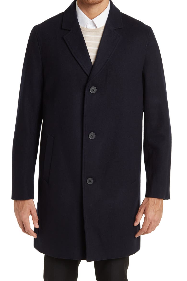 Wool Blend Melton Classic Topper, Alternate, color, NAVY