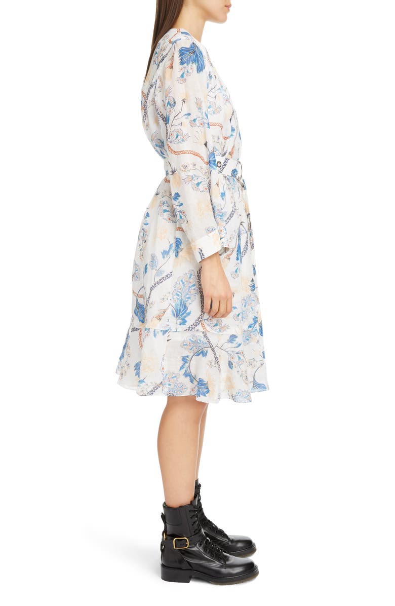 Chloé Floral Print Long Sleeve Shirtdress, Alternate, color,