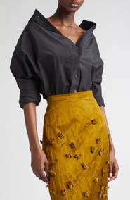 Michael Kors Collection Silk Blend Cutaway Button-Up Shirt