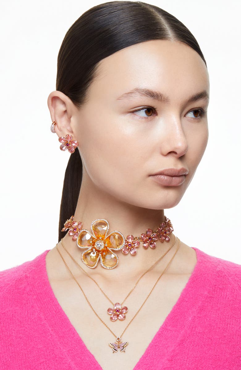 Swarovski Idyllia Crystal Stud Earrings, Alternate, color, Pink