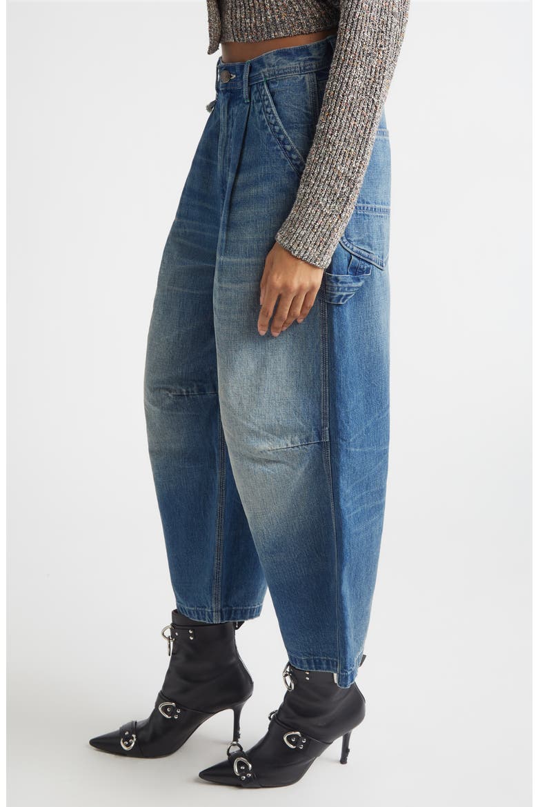 Pleated Crop Wide Leg Carpenter Jeans, Alternate, color, DEPOT BLUE