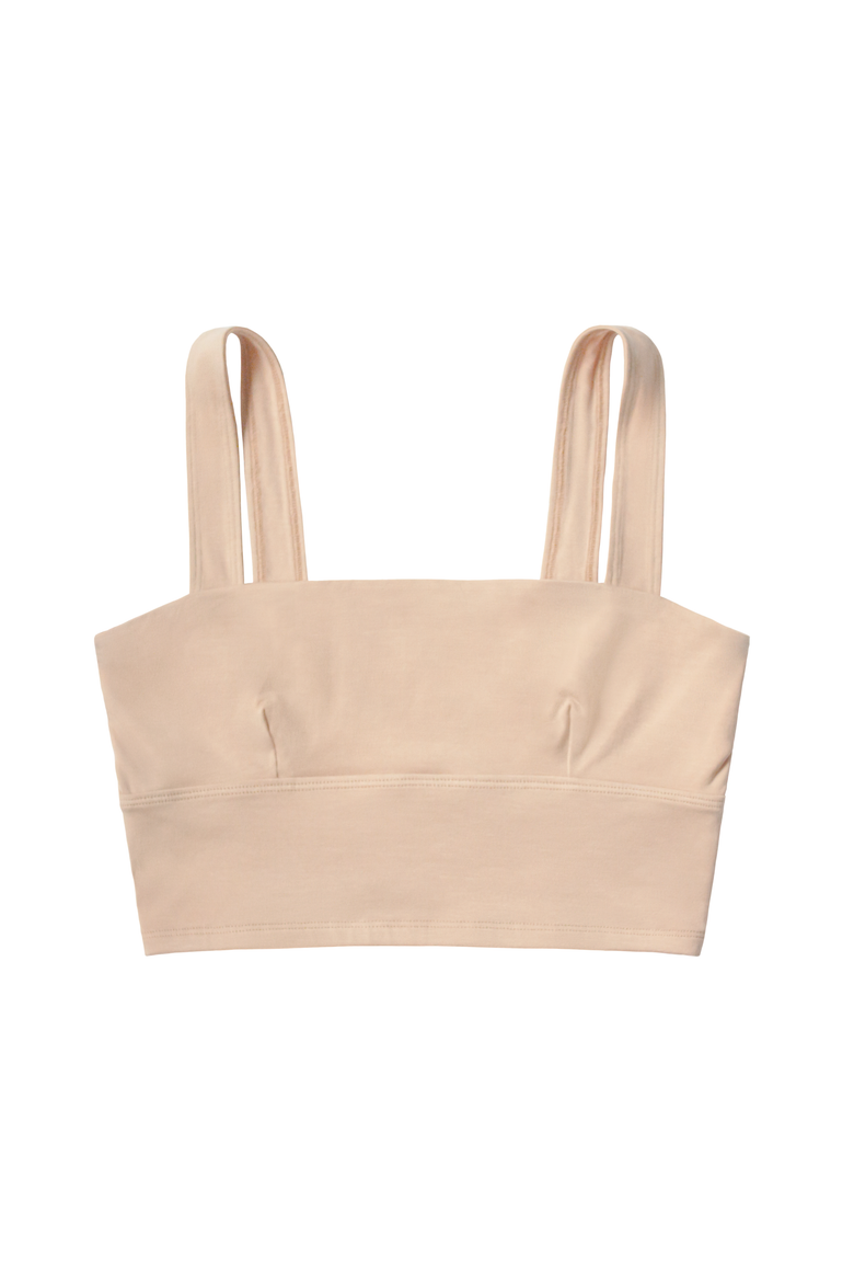 Organic Cotton Square Neck Bralette, Alternate, color, Light Nude