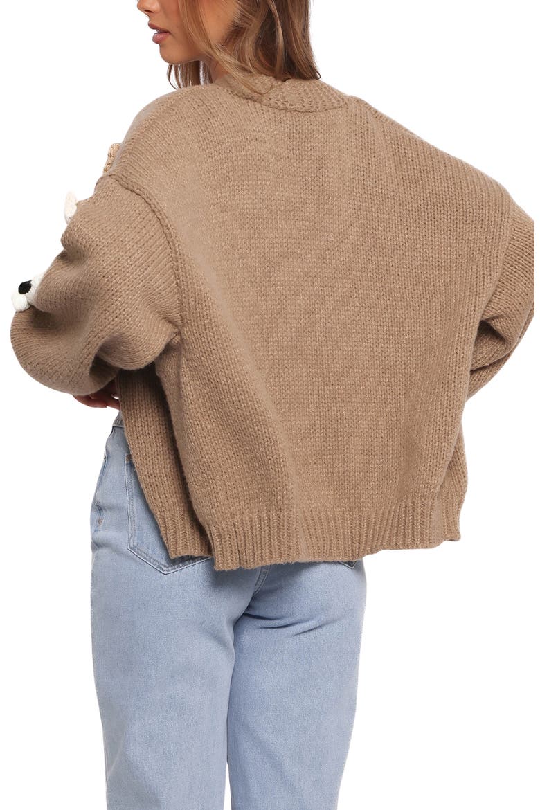 Delaro Flower Cardigan, Alternate, color, BROWN
