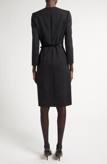 （New) The Row Angeline ドレス ストレッチウール The Row Angeline Belted Double Face Stretch Wool Sheath