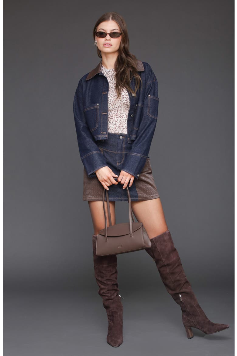 Crop Denim Jacket, Alternate, color, RINSE/CHOCOLATE