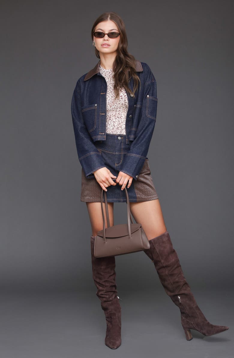 Avec Les Filles Crop Denim Jacket, Alternate, color, Rinsechocolate