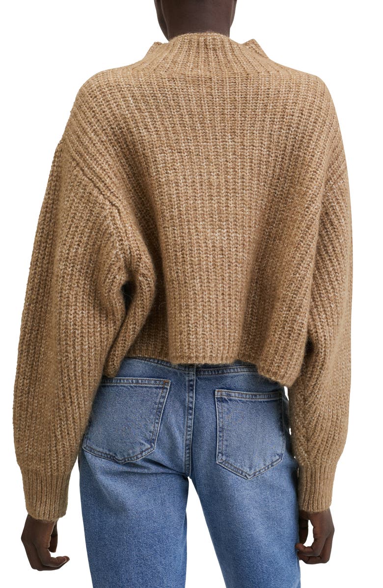 MANGO Women's Oversize Funnel Neck Crop Sweater, Alternate, color,