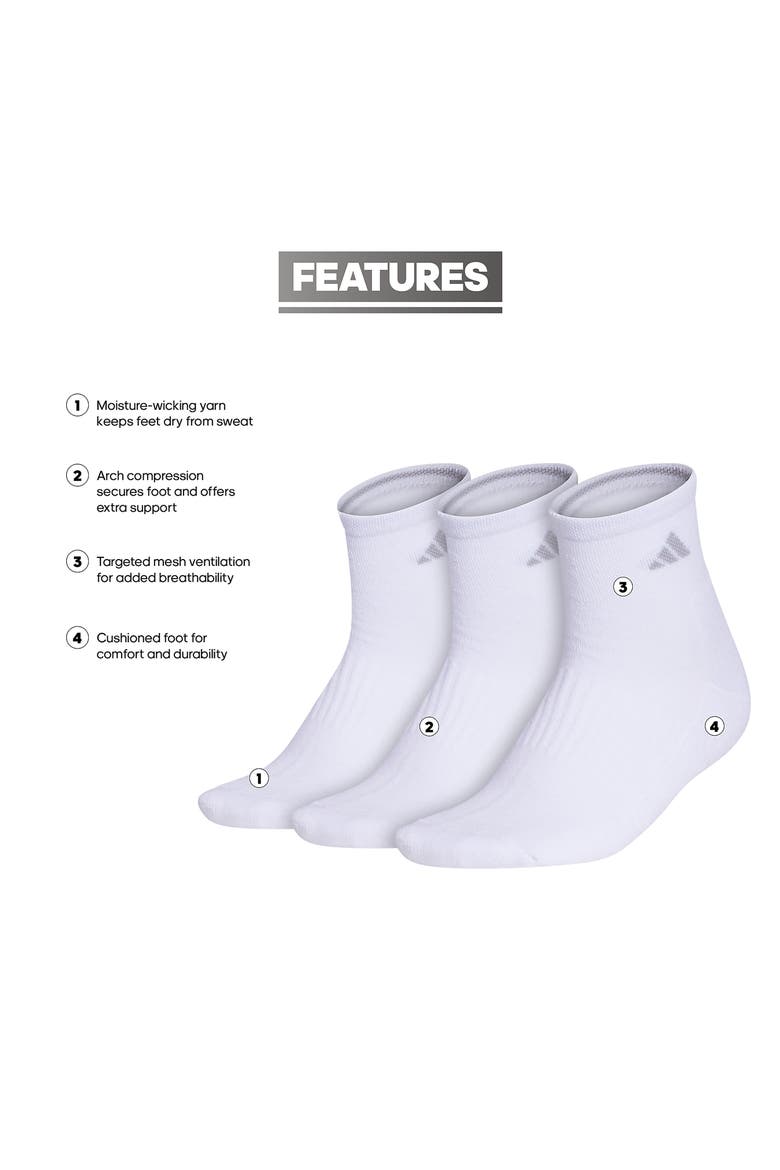 3-Pack Athletic Cushioned Quarter Socks 6-Pack Athletic Cushioned Quarter Socks, Alternate, color, WHITE/ CLEAR GREY