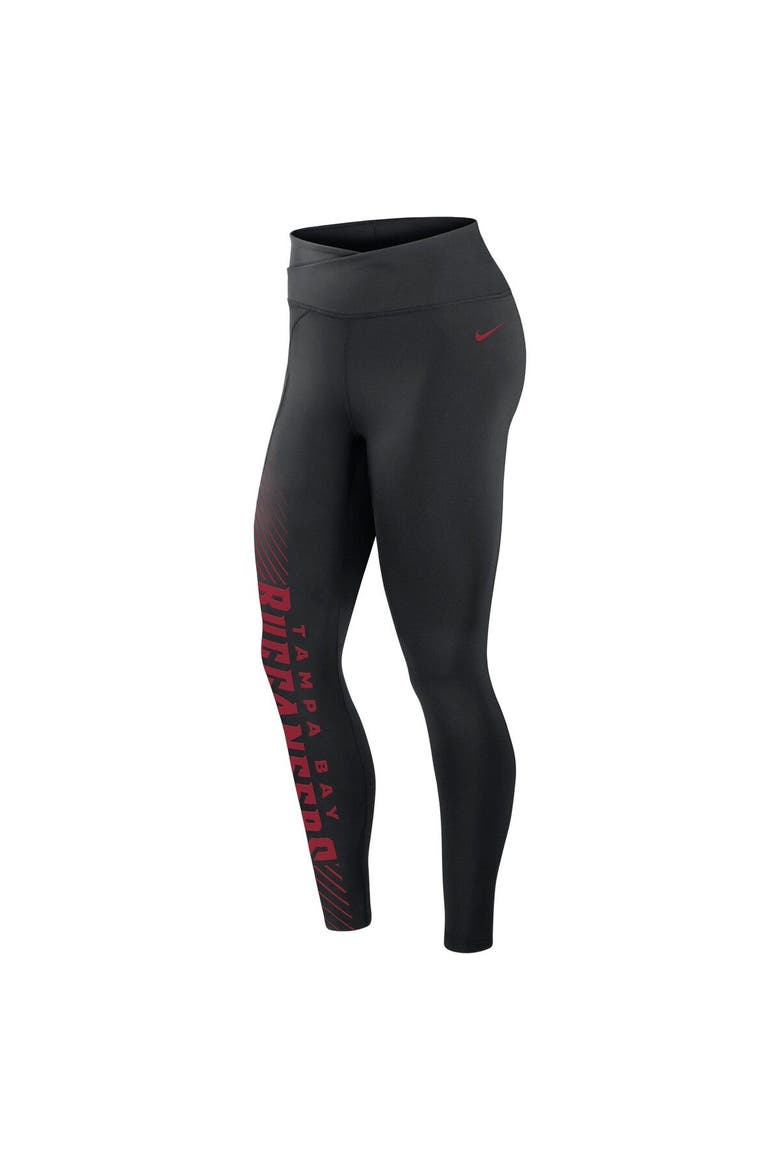 Women's Nike Black Tampa Bay Buccaneers Yard Line Crossover Leggings, Alternate, color, Black