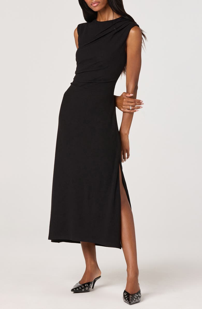 ASTR the Label Drape Sleeveless Midi Dress, Alternate, color, Black