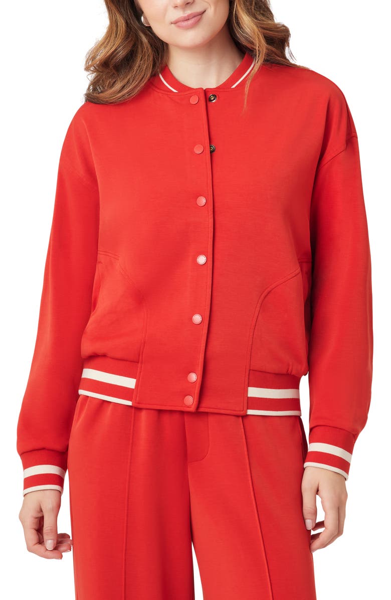 Scotch & Soda Stripe Trim Bomber Jacket, Main, color, Aura Orange