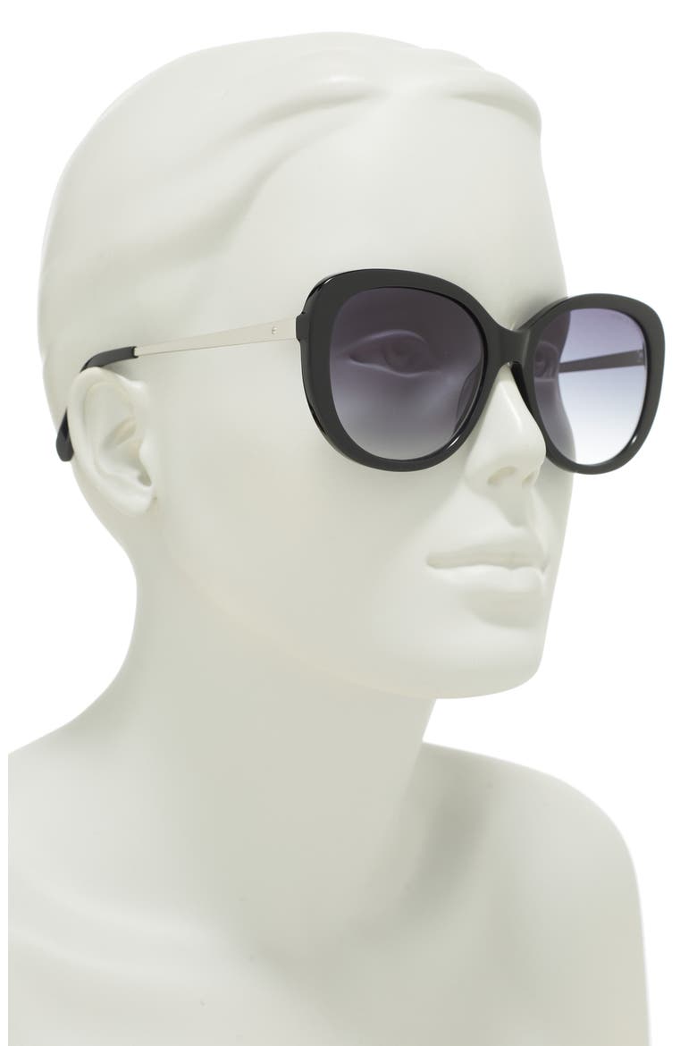 56mm Cat Eye Sunglasses, Alternate, color, SHINY BLACK / GRADIENT BLUE
