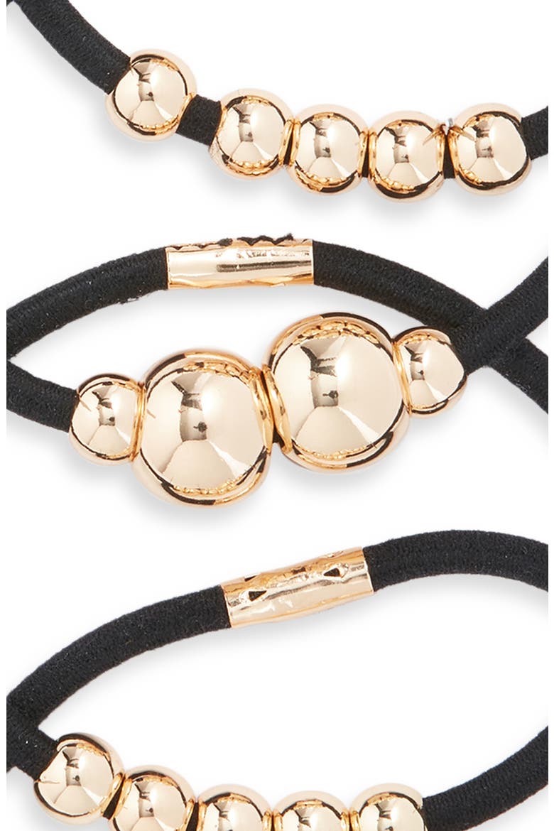5-Pack Beaded Ponytail Holders, Alternate, color, BLACK- GOLD