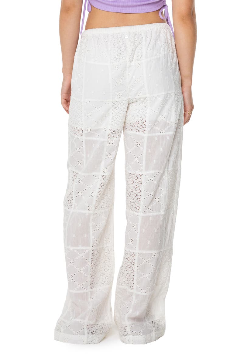 Precious Patchwork Eyelet Wide Leg Pants, Alternate, color, SNOW WHITE SOLID