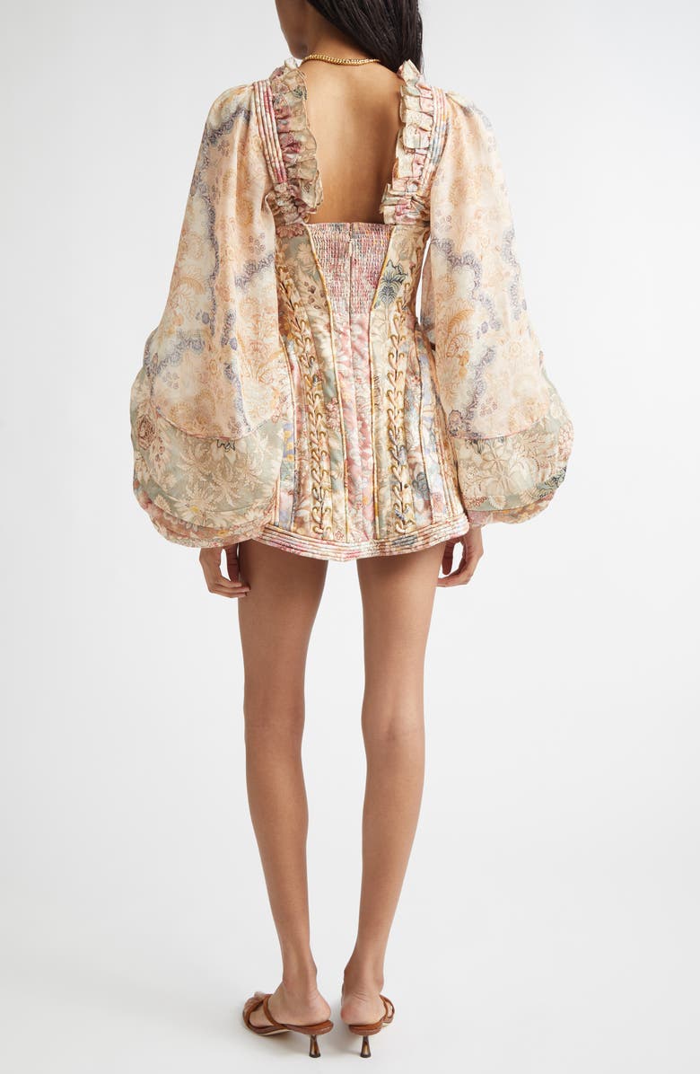 Zimmermann Rebellion Corded Long Sleeve Minidress, Alternate, color, Spliced Floral