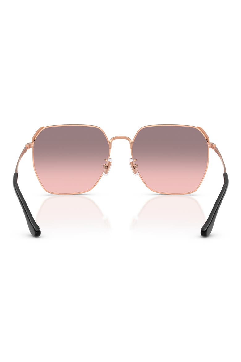60mm Gradient Square Sunglasses, Alternate, color, SHINY ROSE GOLD / GREY PINK