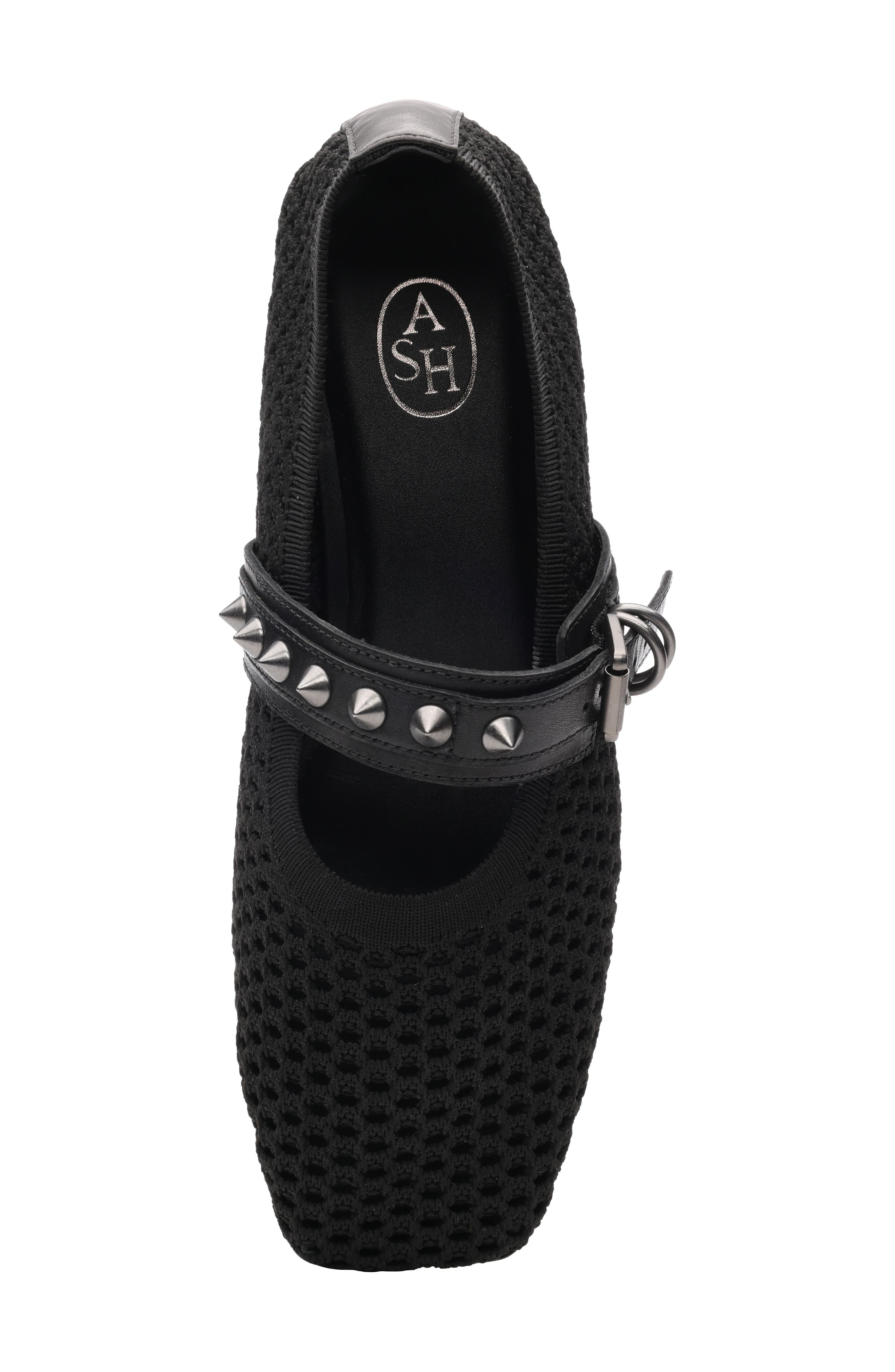 Ash Bijoux Studded Mary Jane Flat, Alternate, color, Black
