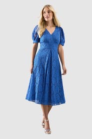 Wallis Petite Lace V-Neck Tea Midi Dress