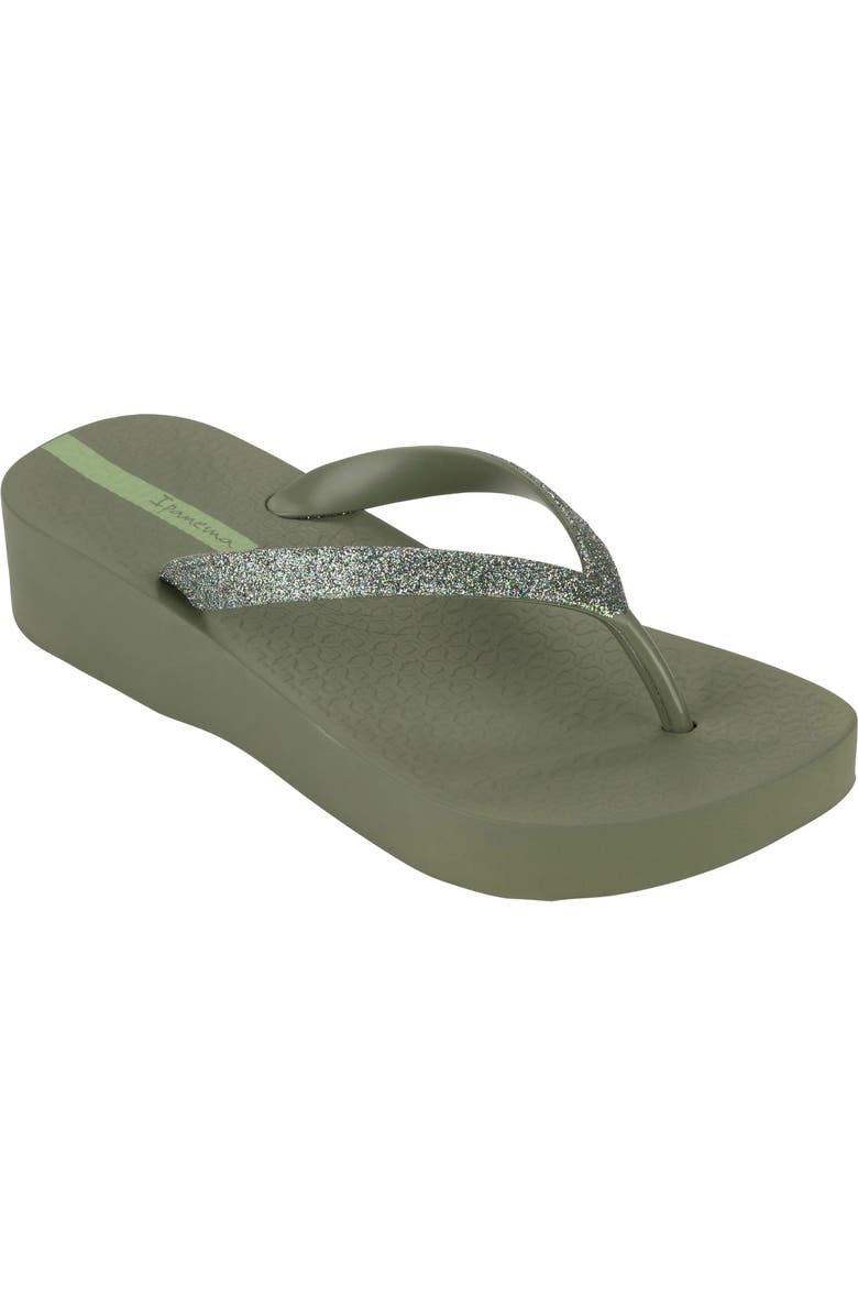 Ipanema Ipa Glitter Wedge Flip Flop, Main, color, Ar594