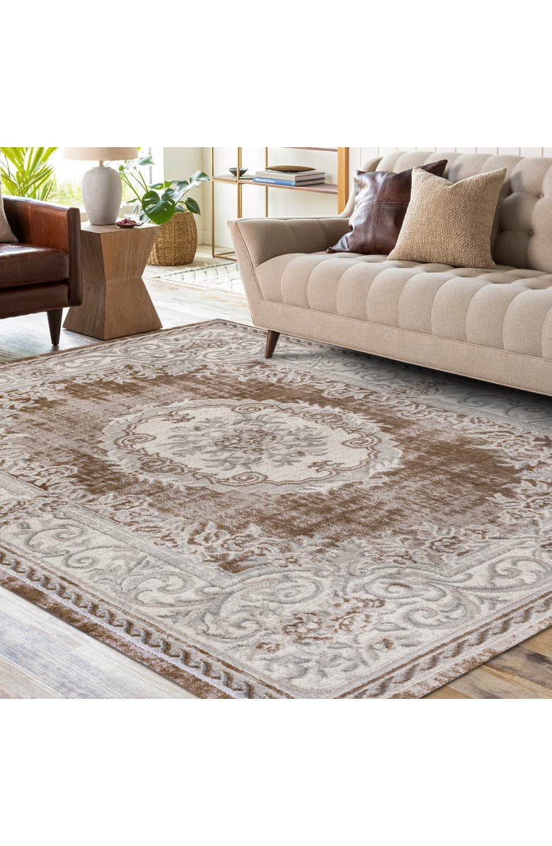 JONATHAN Y Rosalia Cottage Medallion Area Rug, Alternate, color, Brown/Gray