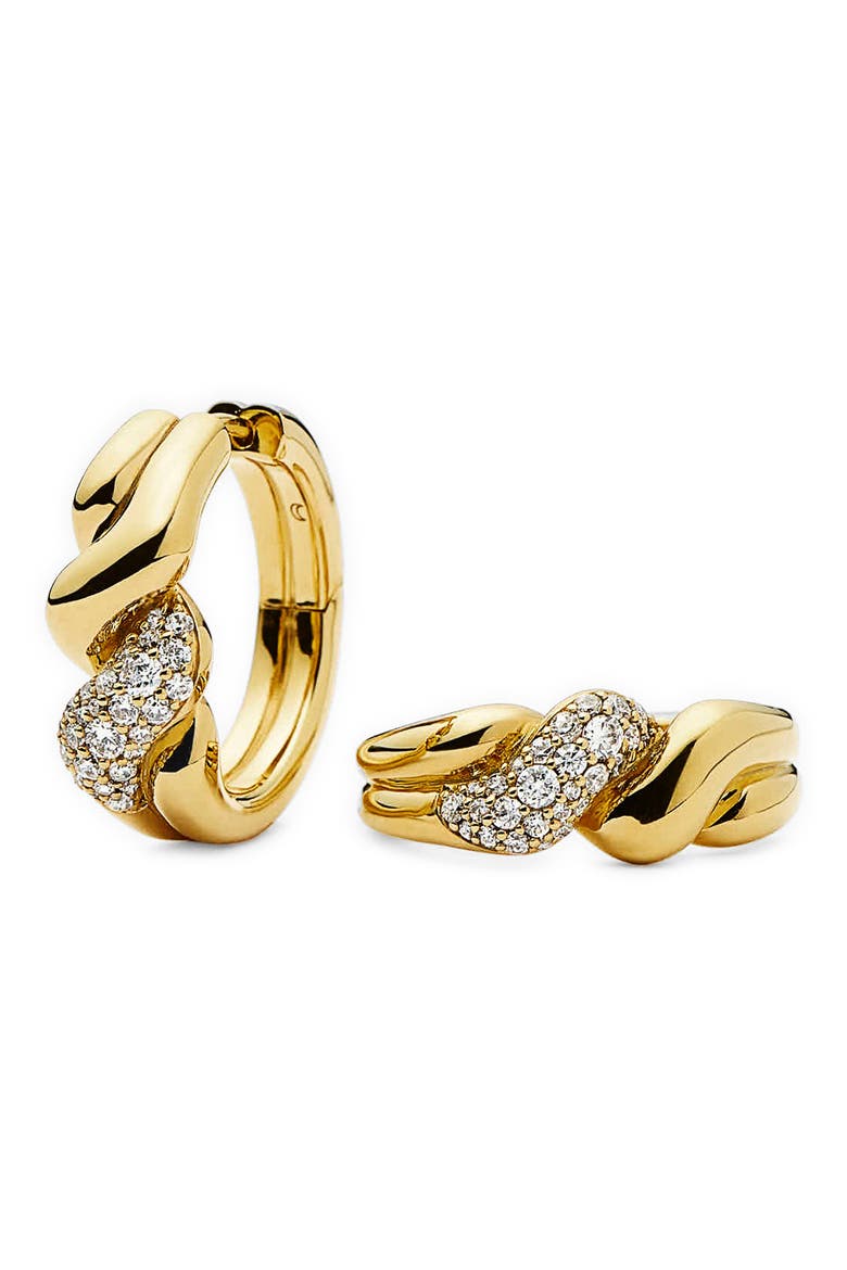 Molten Snow Twisted Small Hoop Earrings, Main, color, GOLD