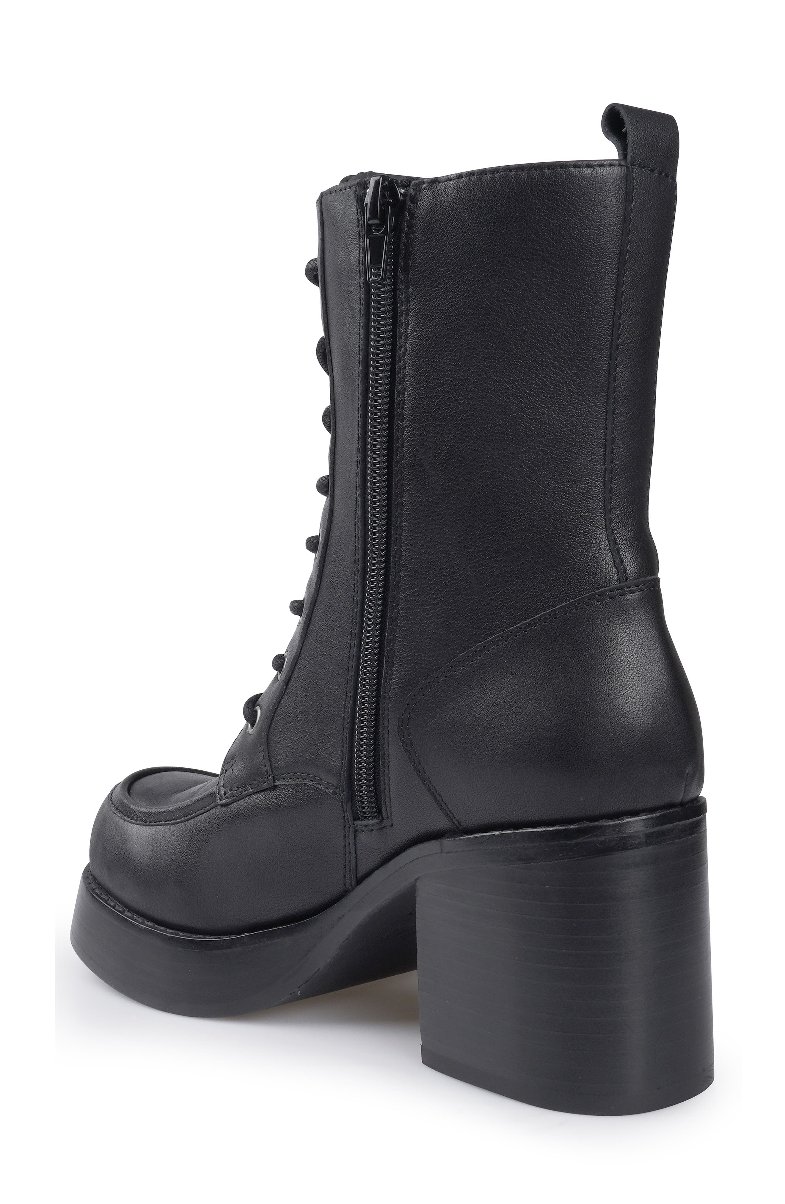 Candie
s Phoebe Lug Sole Bootie, Alternate, color, Black Leather