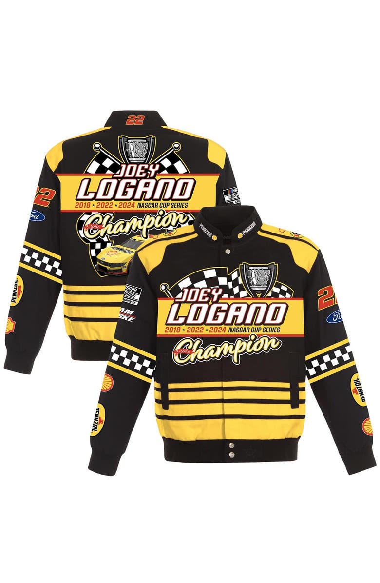 JH DESIGN Men's JH Design Black Joey Logano 2024 NASCAR Cup Series Champion Twill Full-Button Jacket, Main, color, 