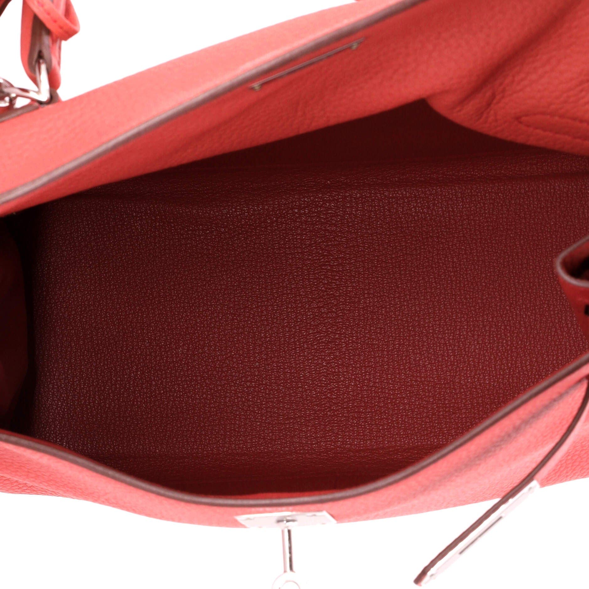 Pre-Owned Hermes Kelly Handbag Pink Clemence with Palladium Hardware 28, Alternate, color, Bougainvillier