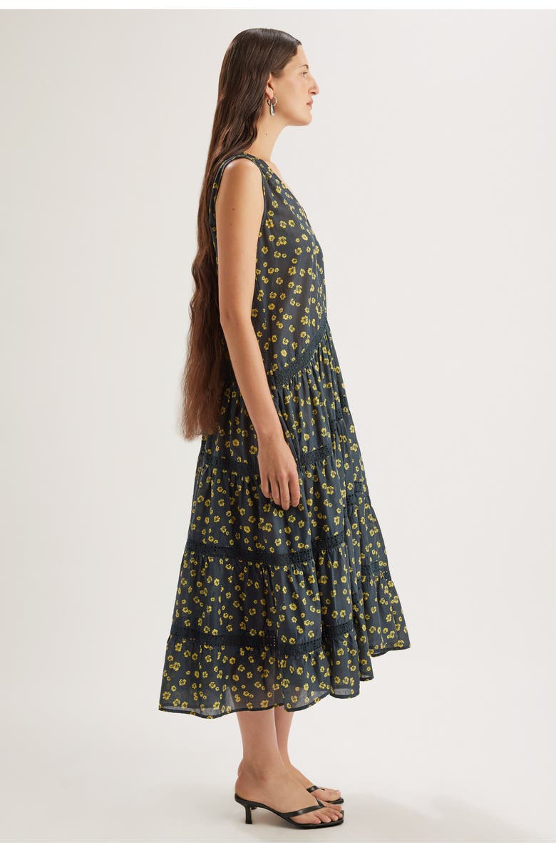 Merlette Wallis Print Dress, Alternate, color, Lemon Navy Floral Print