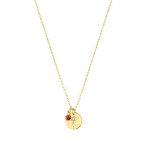 Lily Birth Flower and Birthstone Necklace