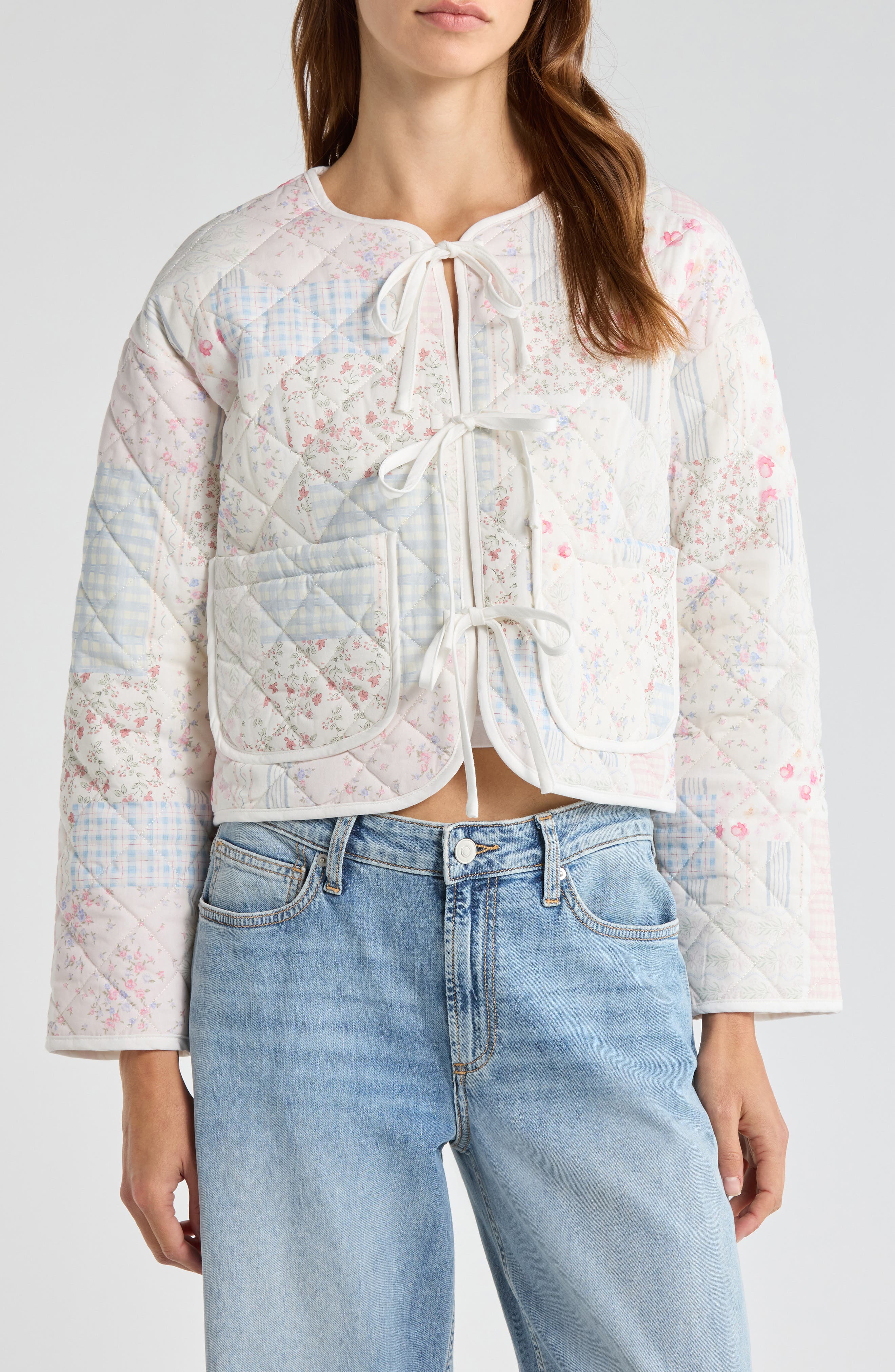Tie Front Quilted Jacket