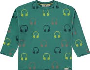 Stains and Stories by Babyface Allover Headphones Crewneck Long Sleeve T-Shirt