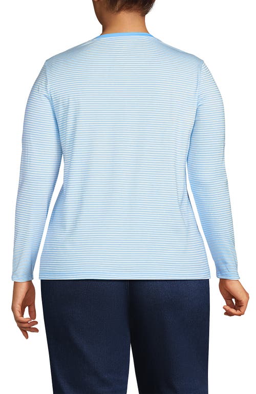 Lands' End Plus Size Relaxed Supima Cotton Long Sleeve Crew Neck T-shirt In Blue