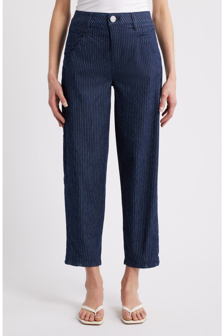 Stripe Skyrise Ankle Barrel Jeans, Main, color, INDIGO