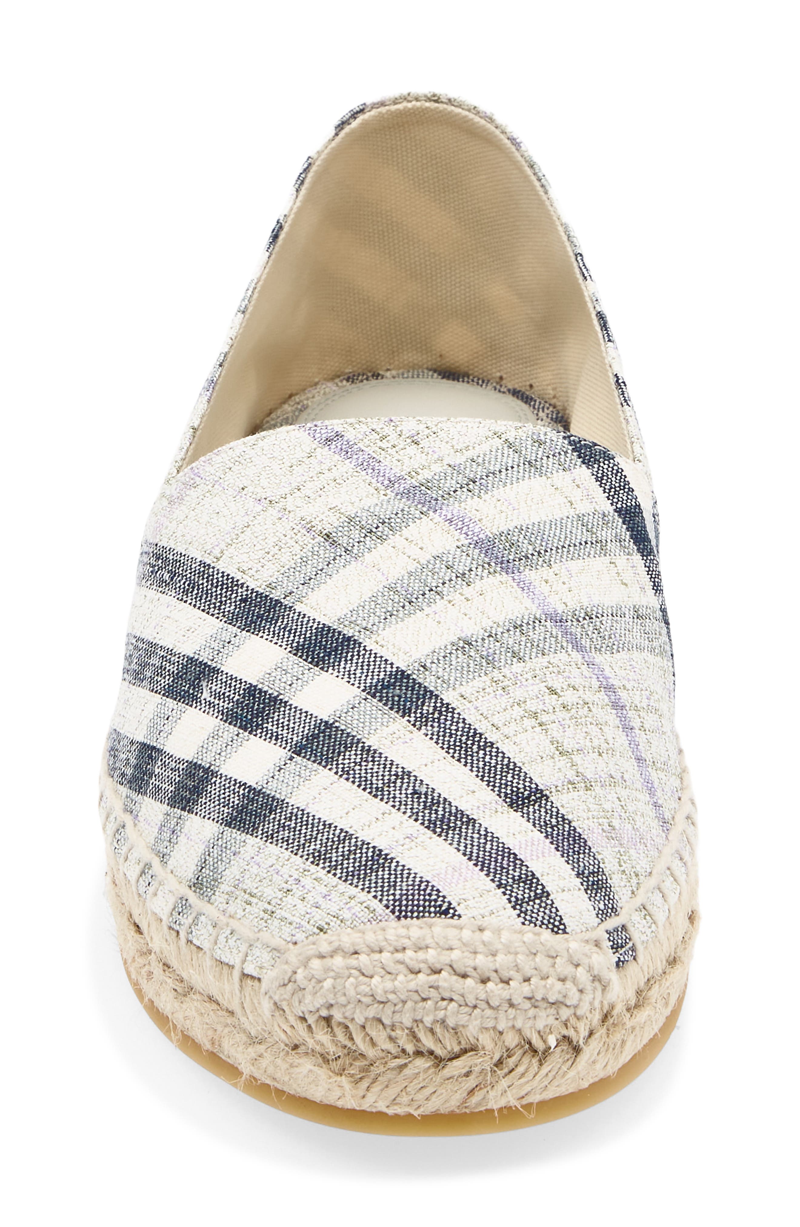 Burberry Mews Check Espadrille Flat, Alternate, color, Green