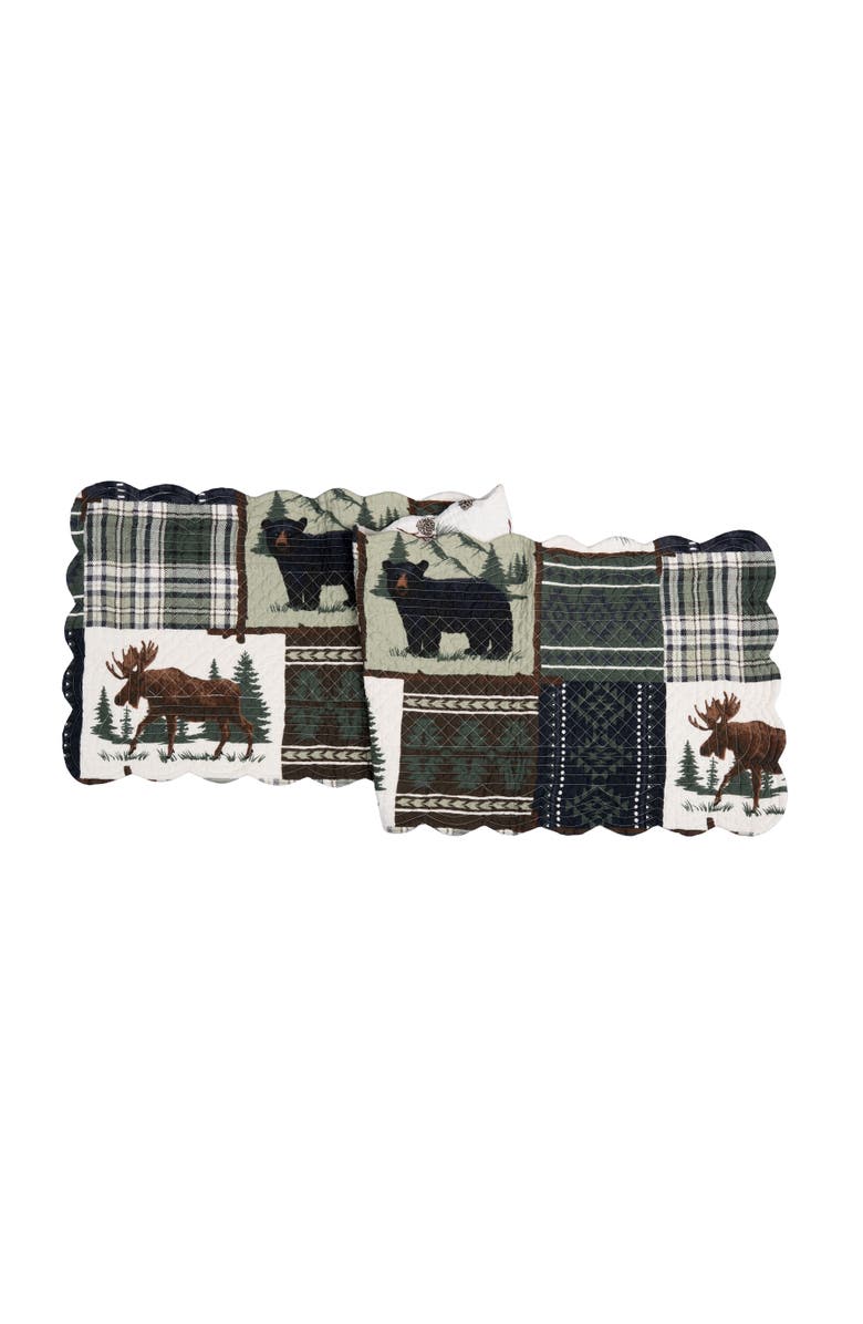 C&F Home Greenstone Pines Cotton Table Runner 14" x 51" - Bear & Moose Lodge, Main, color, Green