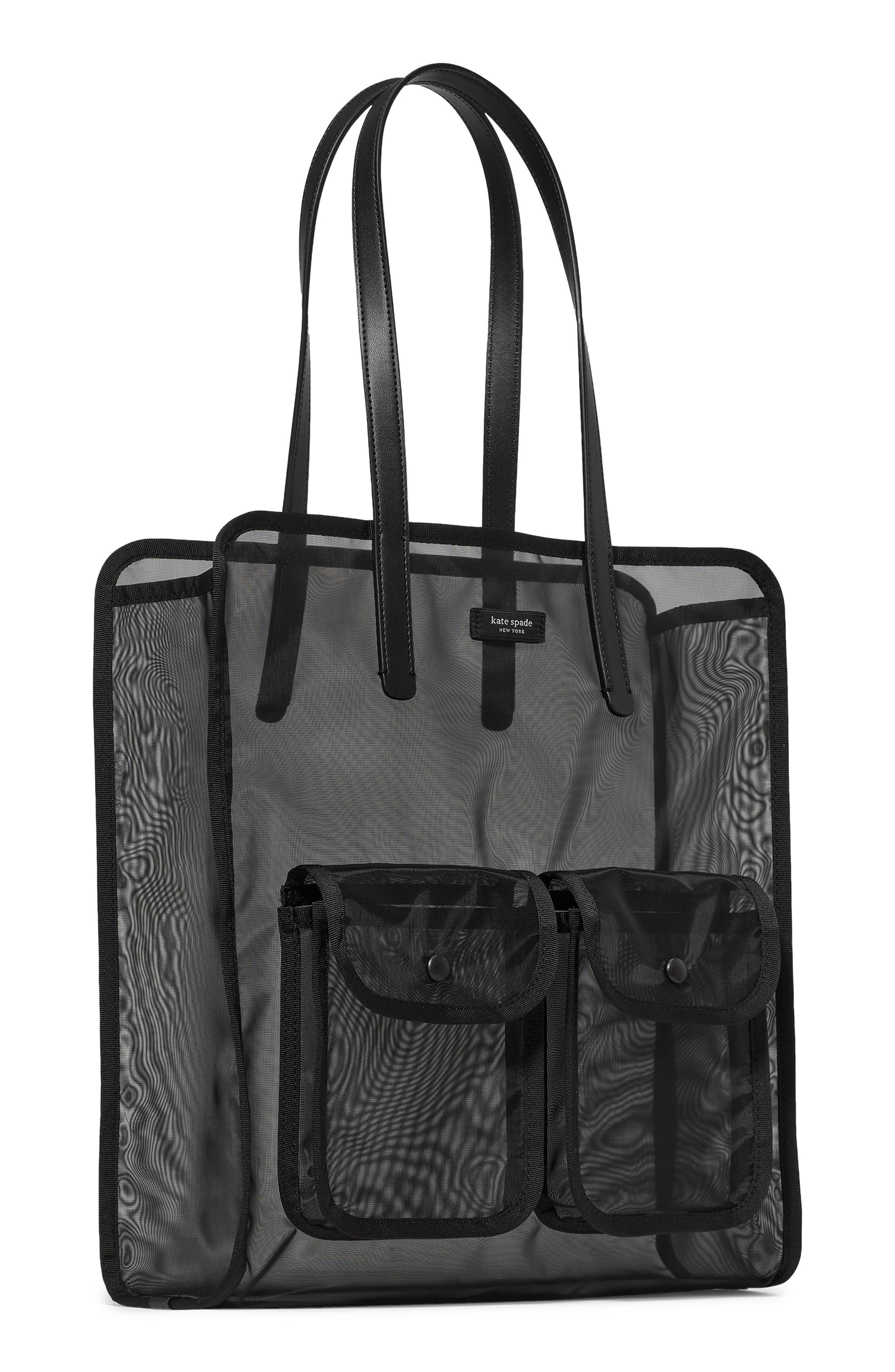 Kate Spade New York breezy mesh tote bag, Alternate, color, Black