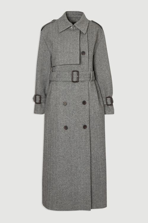 Karen Millen Herringbone Tailored Maxi Coat In Gray