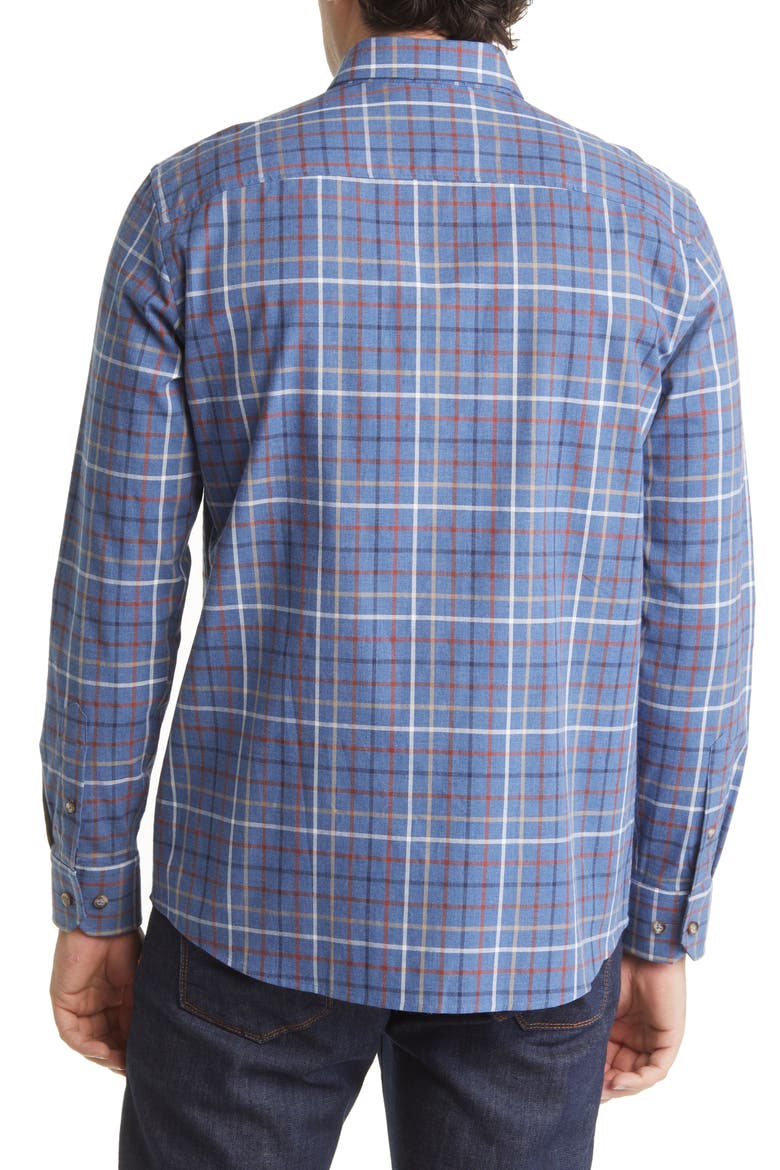 Yarn Dyed Grid Cotton Button-Up Shirt, Alternate, color, BLUE