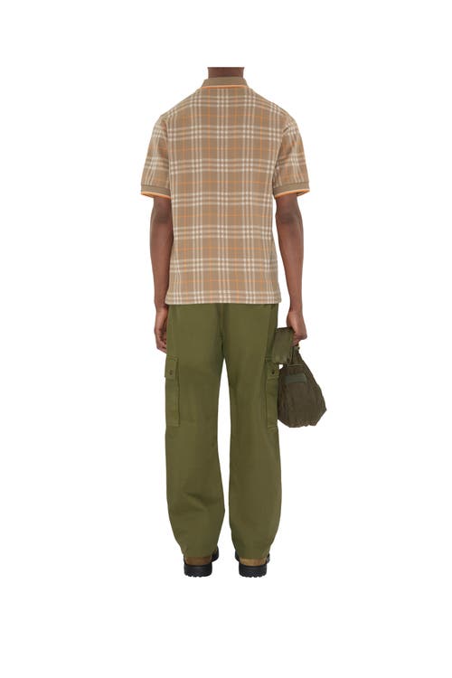 Burberry Checked Cotton Polo Shirt In Brown