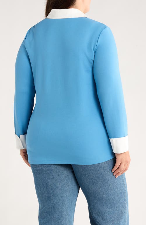 Jones New York Layered Look Long Sleeve Top In Blue