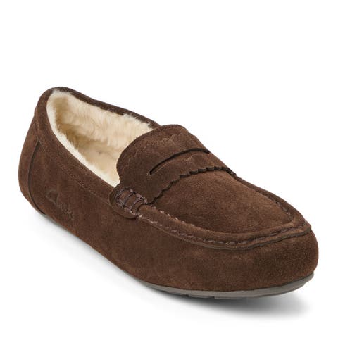 Suede Penny Loafer With Pinking Edge Detail Slippers