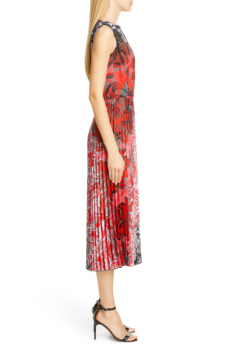 Fuzzi Dégradé Floral Pleated Midi Dress, Alternate, color, 