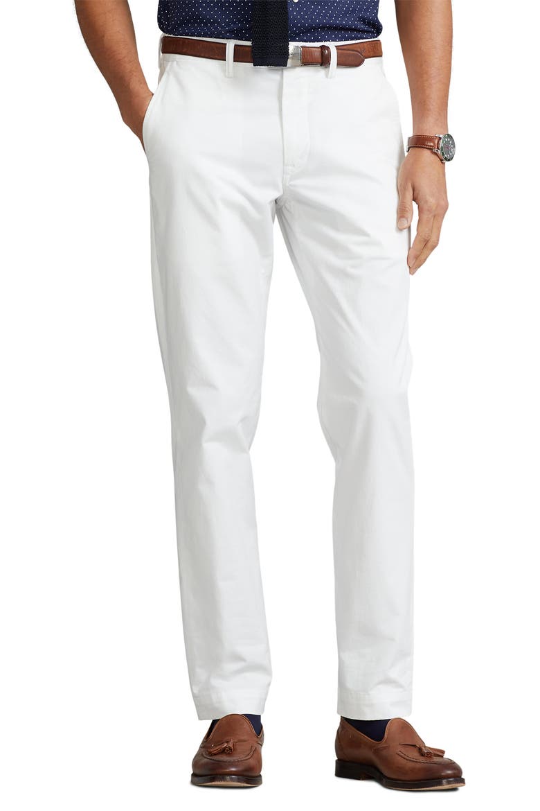 Straight Fit Washed Stretch Chinos, Main, color, PURE WHITE